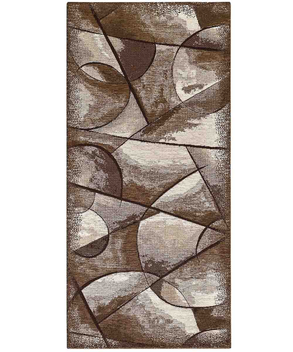 UNIVERSO Antypoślizgowy dywanik welurowy 55x190 cm BRĄZOWY | GaleriaFarah1970