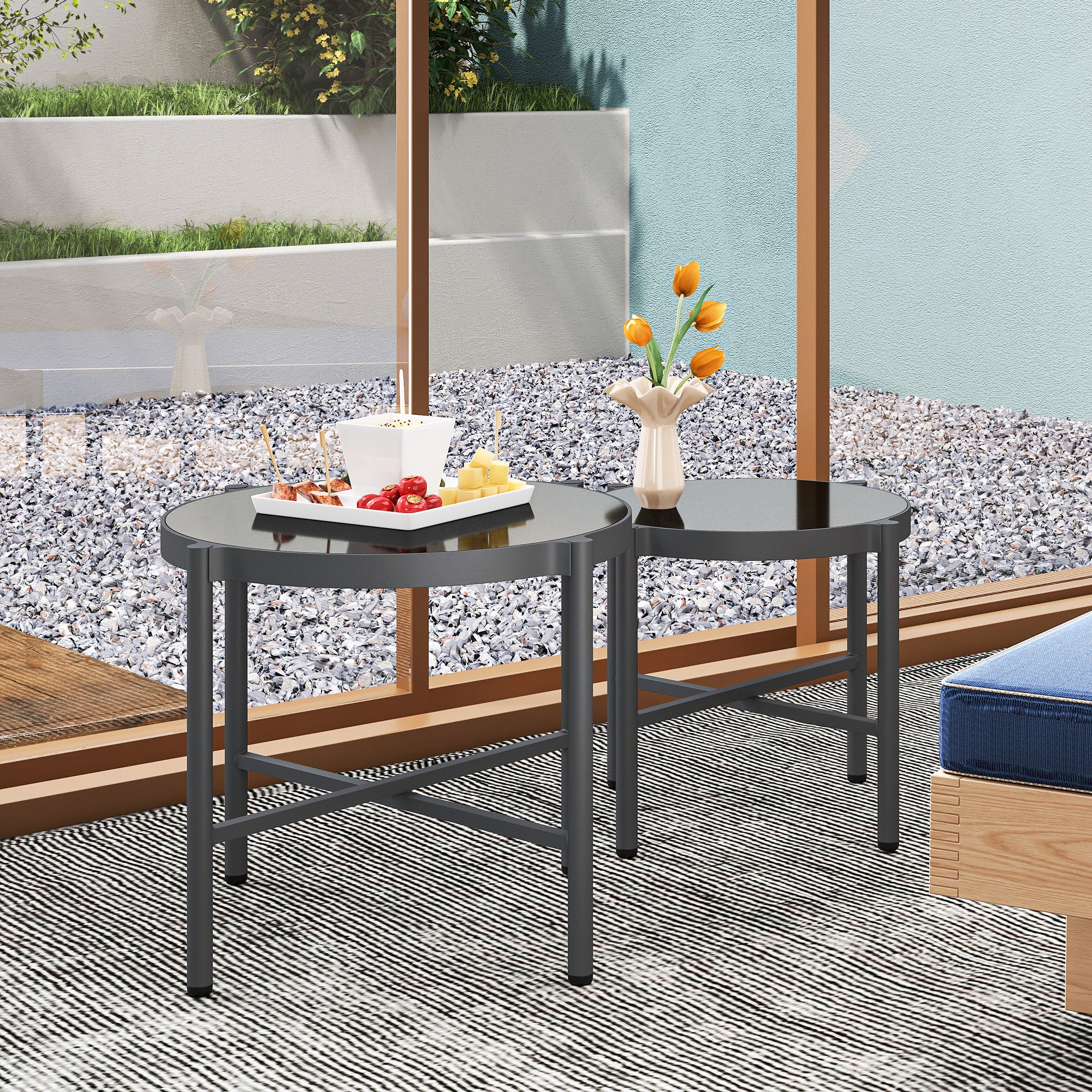 Tables gigognes de balcon Aluminium Outsunny - 9