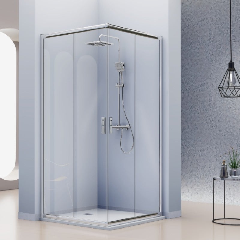 Mampara de ducha angular para espacios reducidos siena 135x70 | ancho 130,5-132,5 x fondo 66,5-68,5 | plata brillo altura 195 cm