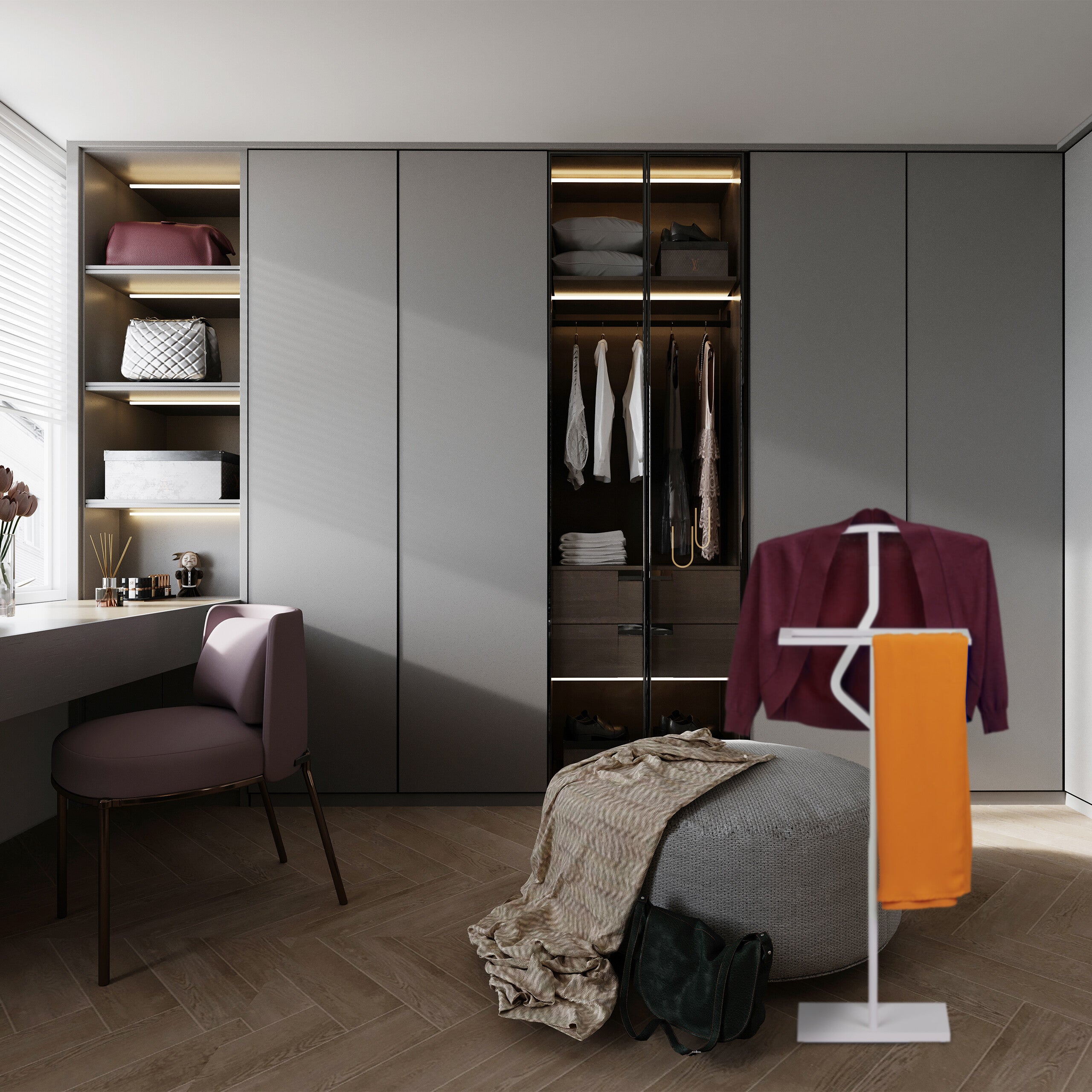 Portant Valet De Chambre Relaxdays Pour Vestes & Pantalons - Blanc Et Naturel - Stable Et Design