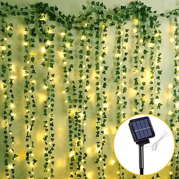 Luci Solari Da Esterno A Stringa – 2 Pezzi Da 200 LED Bianco Caldo – 16 Metri Con 8 Modalità E Pannello Monocristallino