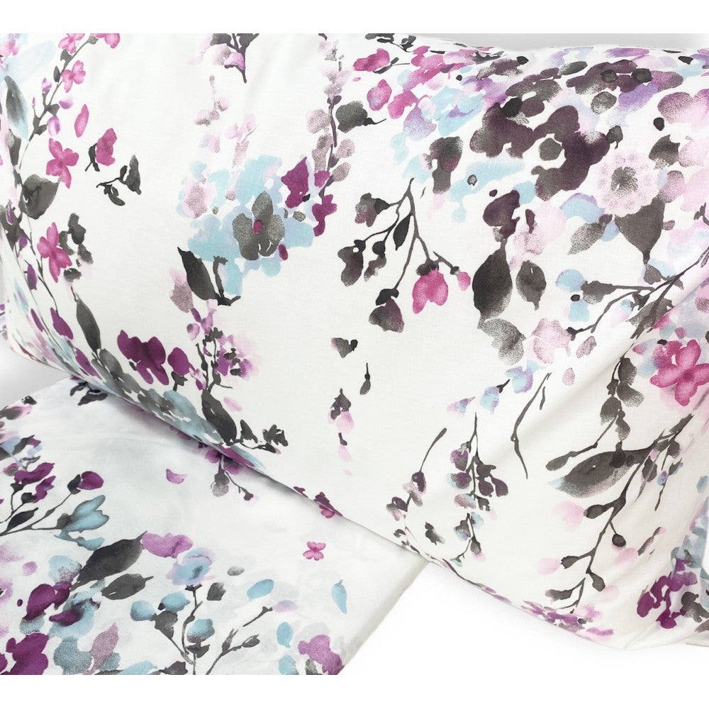 COPRIPIUMINO FIORE Dipinto Rosa in Puro cotone Made in Italy Cm. 250x200 - 5