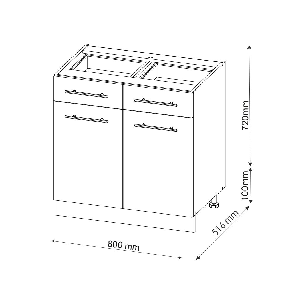 Vicco Meuble cuisine Fame-Line, Anthracite Haute brillance, 80cm avec tiroir, sans PT - 3
