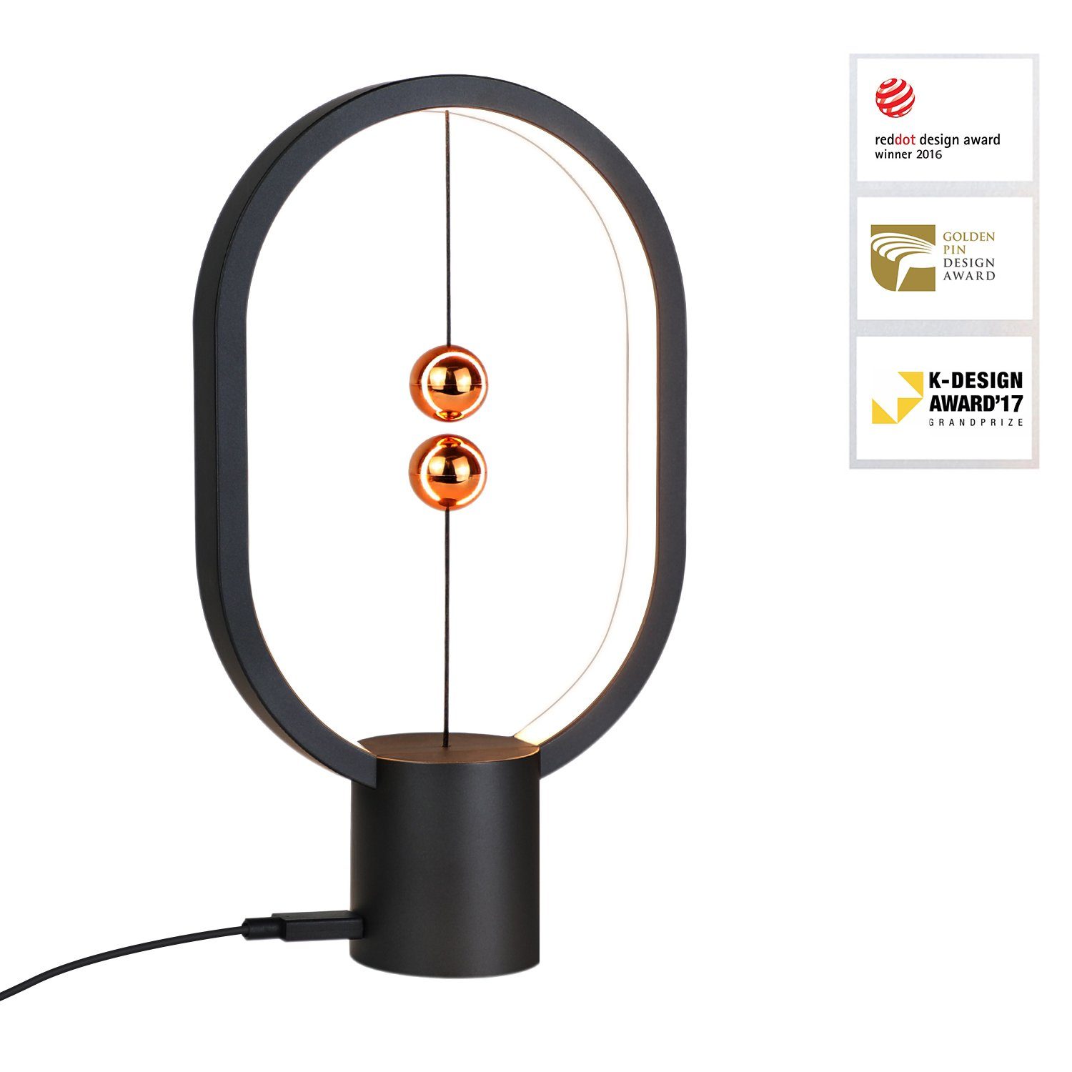 NETTLIFE Czarna lampka nocna LED Lampa stołowa: Lampa stołowa Mała dekoracyjna lampka magnetyczna z USB