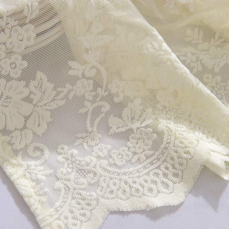 1 zasłona tiulowa, zasłona tiulowa żakardowa, zasłona w stylu wiejskim, karnisz nie jest wliczony w cenę, beżowa (szer. 137 cm x wys. 90 cm) - 5