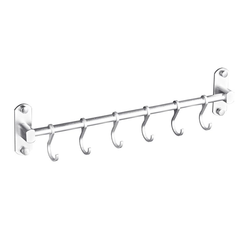 Wieszak na przybory kuchenne montowany na ścianie z 8 odłączanymi haczykami, reling kuchenny ze stali nierdzewnej, 50 cm