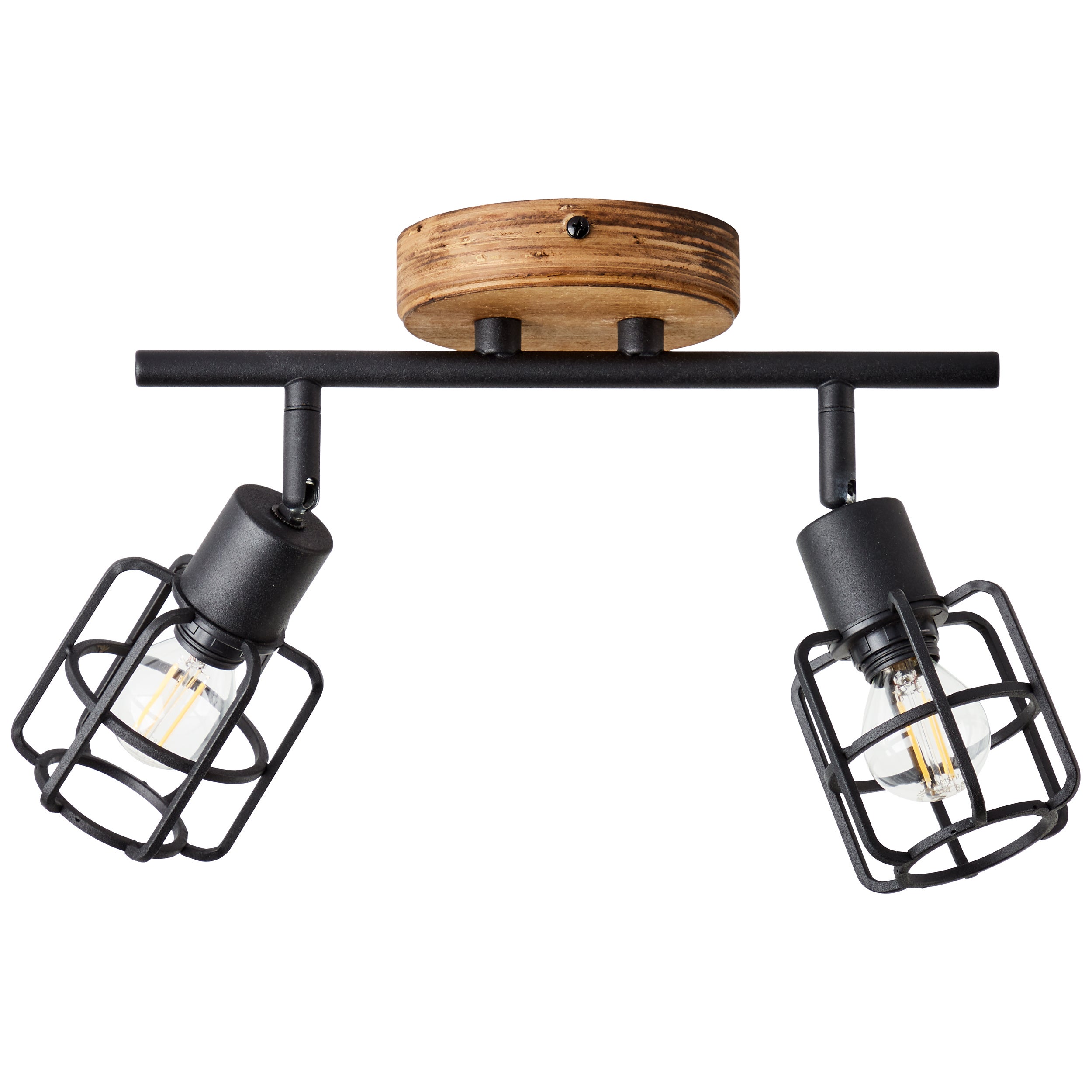 Lampa Brilliant Gwen 2-lampowa tuba spot antyczne drewno/czarny indyk czarny metal 2x D45, E14, 28 W - 3