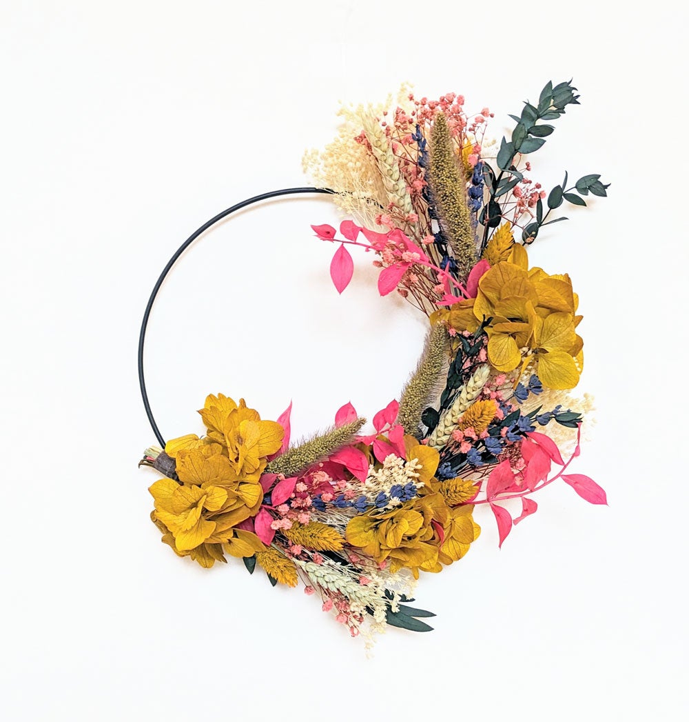 Couronne De Porte Fleurs Artificielles Orchidée - 41 Cm - Déco Murale Mariage/Salon