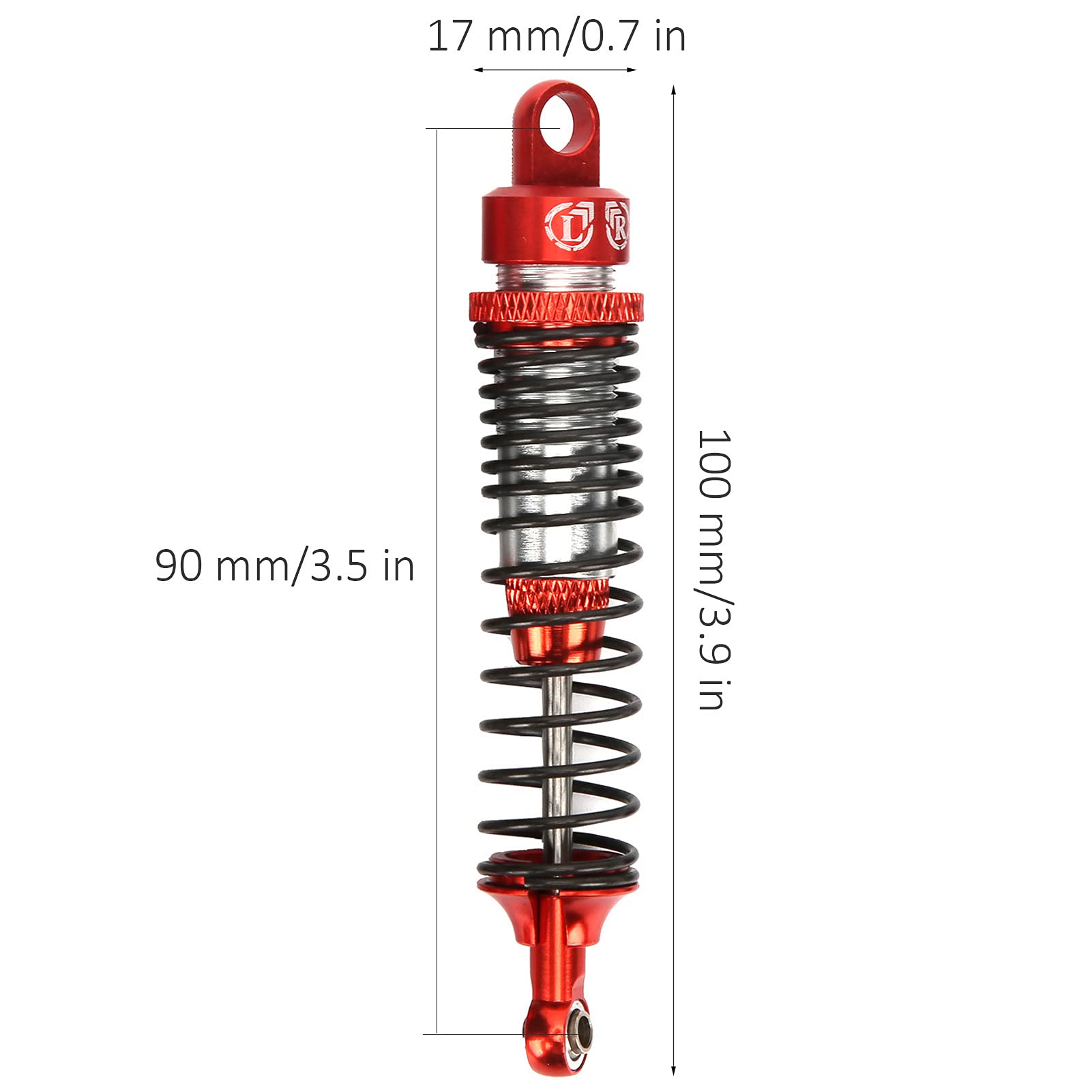 pezzi 100mm RC Metal Shock Absorber Damper Set per HSP / RGT / Himoto / Redcat 1/10 RC Car (rosso) - 7