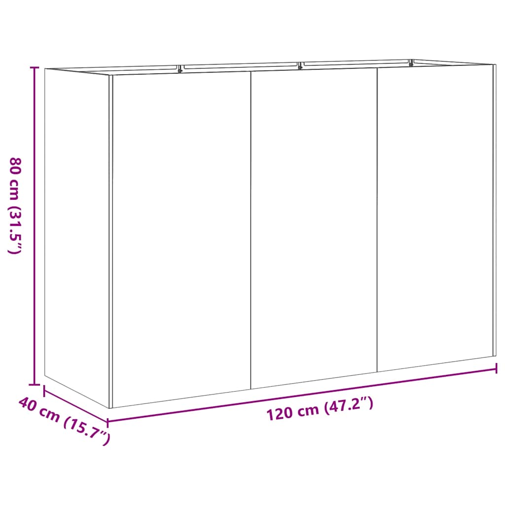 Jardinière，Pot de Fleurs anthracite 120x40x80 cm acier laminé à froid CFW77507 - 9
