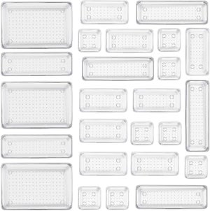 Organizer Trasparente Per Cassetti, 25 Pezzi, 4 Misure - Divisori In Plastica Per Trucco, Ufficio, Gioielli E Cucina - 2