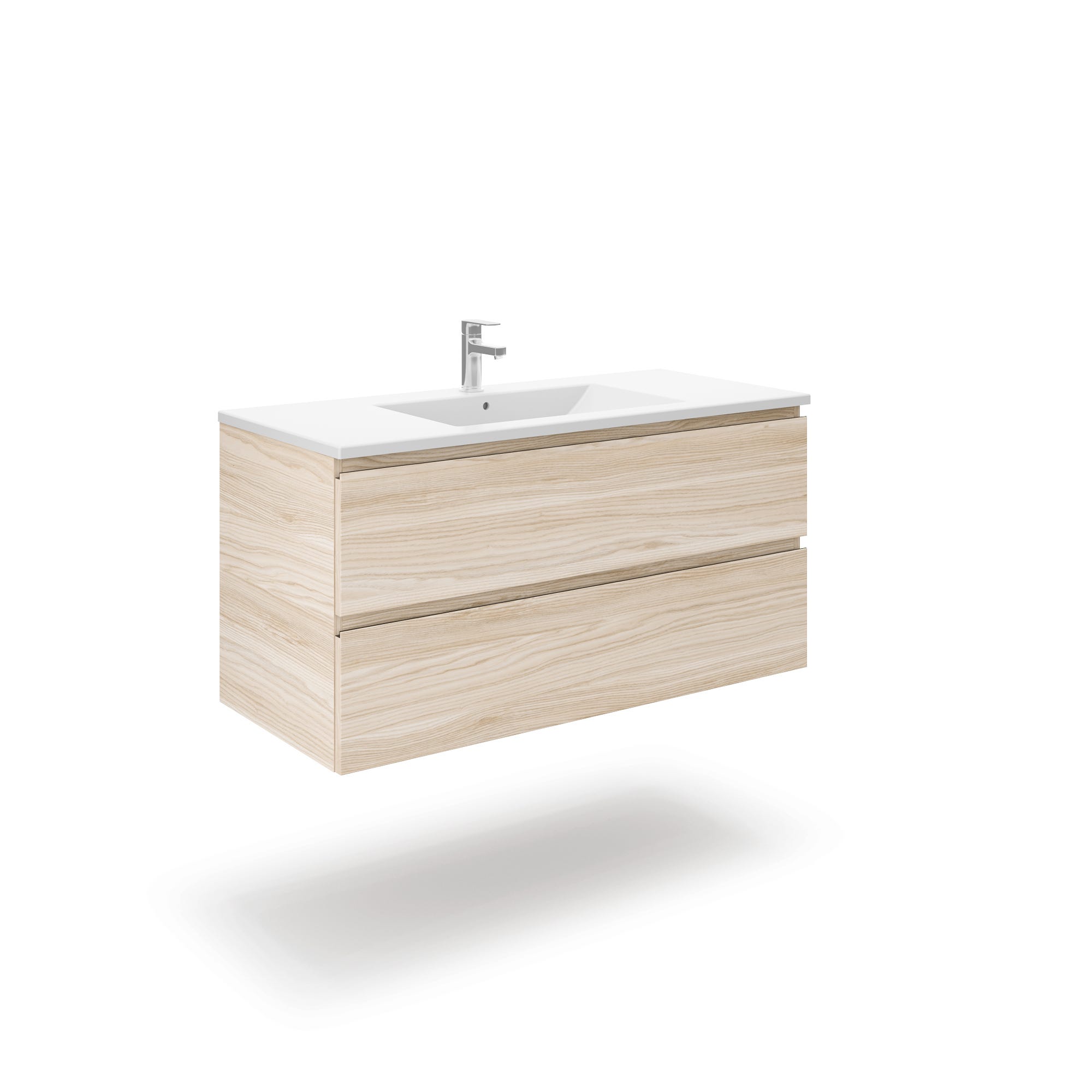 Mobile da bagno con lavabo con 2 cassetti + 1 anta sinistra + ripiani Mobile da bagno con lavabo con 2 cassetti + 1 anta sinistra + ripiani