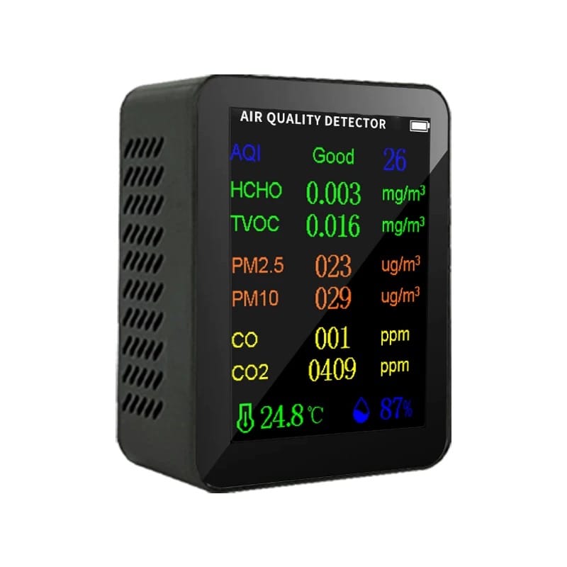 Monitor Qualità Aria 5in1 - Rilevatore CO2, HCHO, TVOC, Temperatura E Umidità, Display LCD - Foto 1