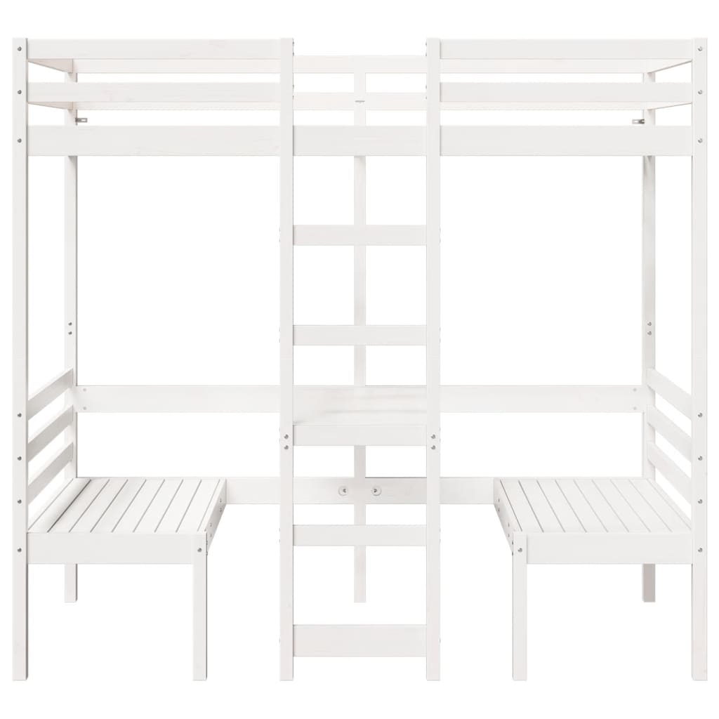 Lit mezzanine avec bureau et chaises blanc 80 x 200 cm pin massif - 5