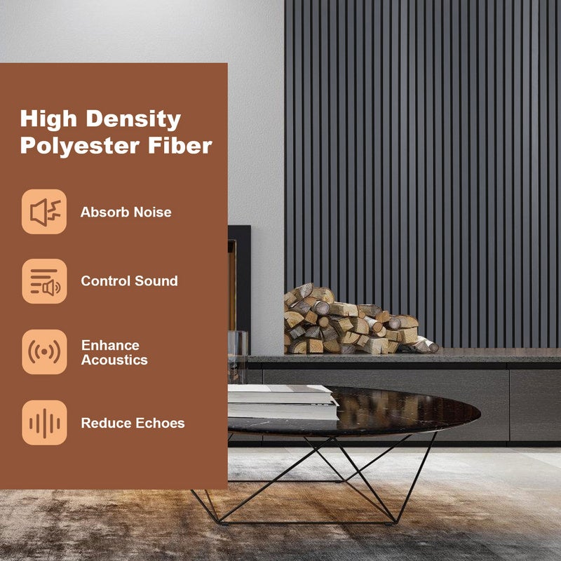 Panel de lamas Revestimiento mural de MDF natural Moderno panel mural acústico de chapa de madera y fieltro 120x60x2,1cm Gris - 4