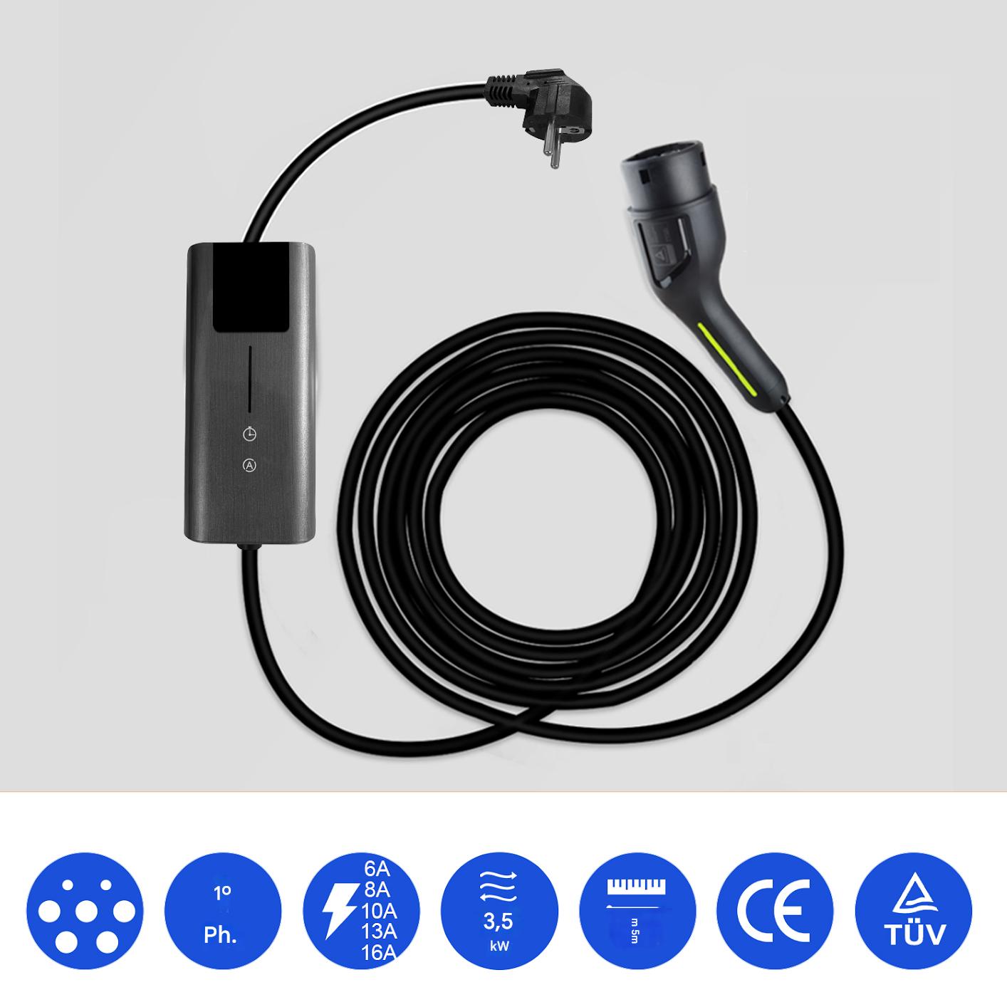 AWESAFE Carregador para carro elétrico 3.68 kW 16A Monofásico Type 2 - Cabo 5m com Tomada Schuko, Certificação IEC62196 e IP67 - 7