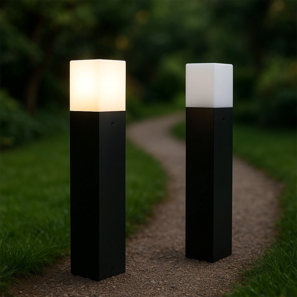 Poste De Lámpara De Jardín Exterior 100 Cm Negro - Para Bombilla E27 (LED) - Modelo PG-2-100CM-NERO Silamp