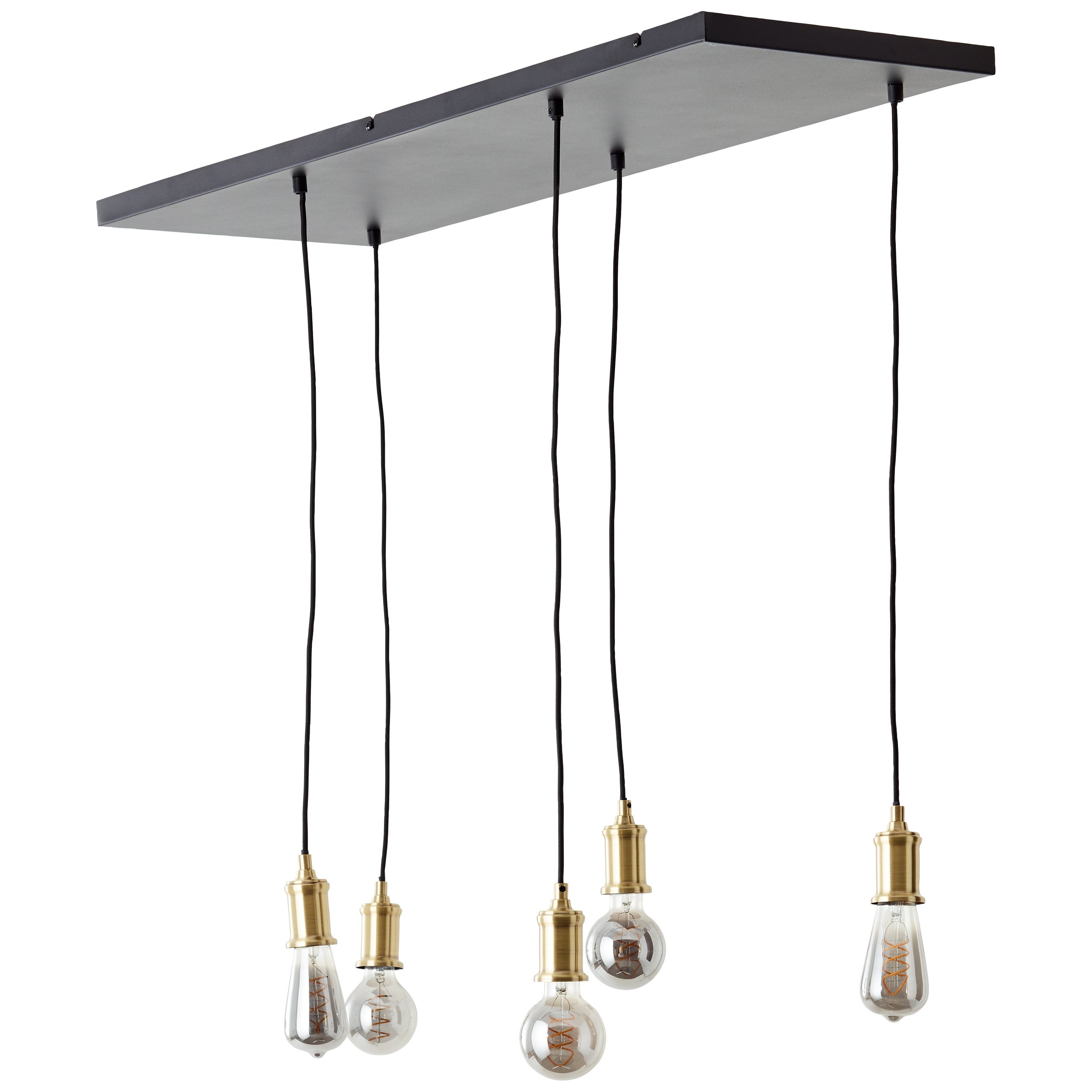 Darcia błyszcząca lampa wisząca 5 żarówek czarny metal/czarne drewno 5x A60, E27, 60 W - 4