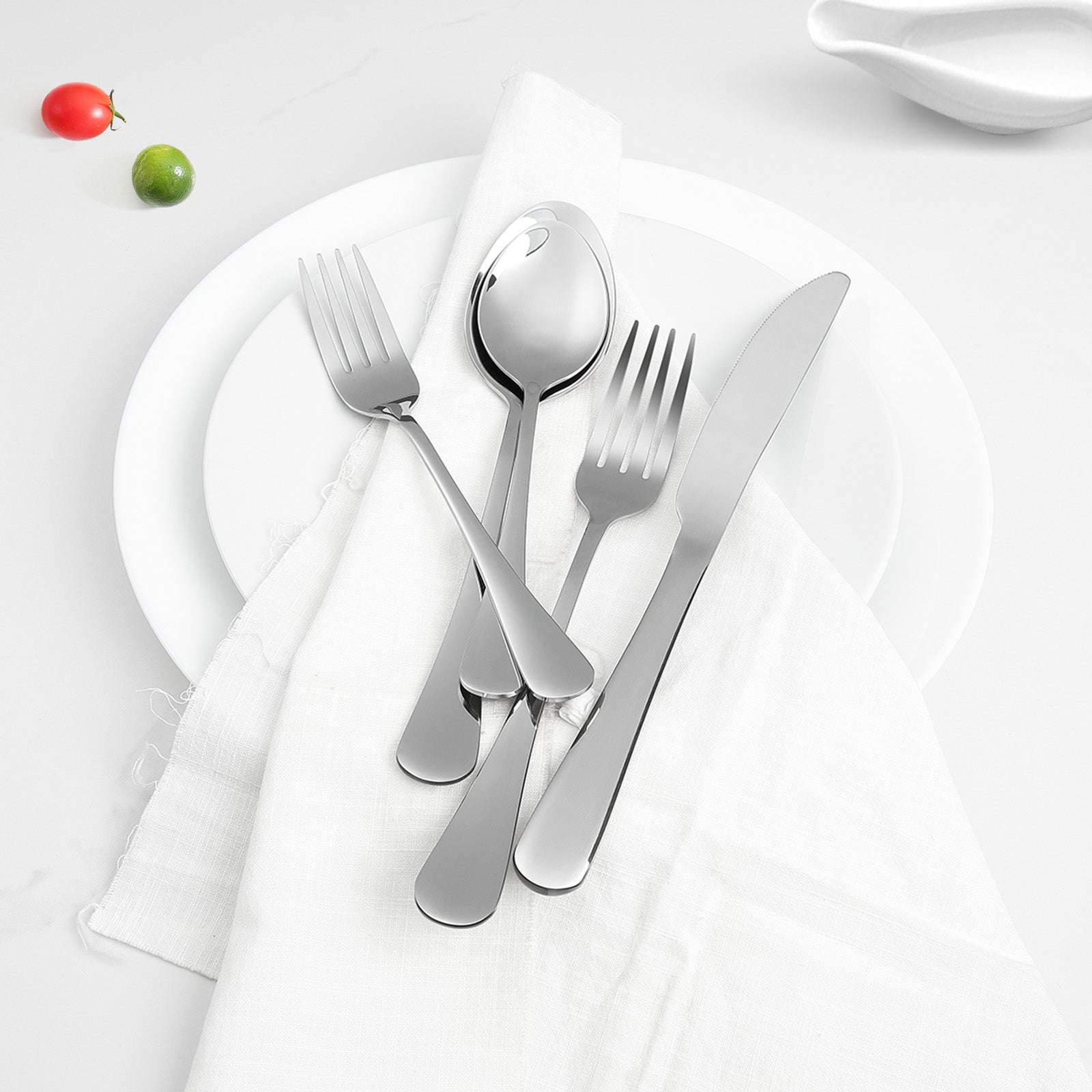 Set Posate 30 Pezzi,VEVOR Posate Acciaio Inox Alimentare,Finitura Lucida,Lavabile in Lavastoviglie,Coltello,Forchetta,per Cucina e Casa - 8