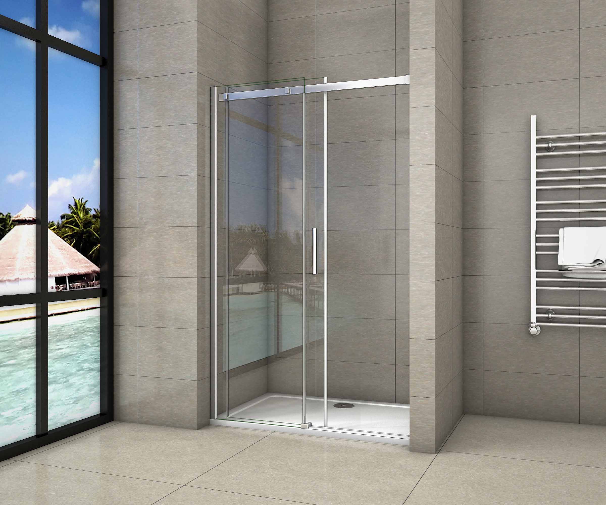 Aica Porte De Douche 130x195cm Coulissante En Niche En 8mm Verre Anticalcaire - 2