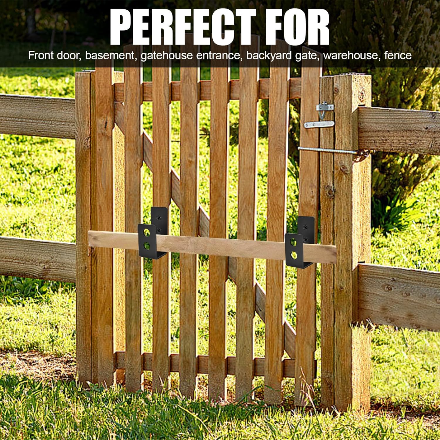 Lot de 4 supports en U en acier inoxydable, barres de porte en acier pour barricades, serrures de porte de sécurité en U en profilé en acier pour se - 4