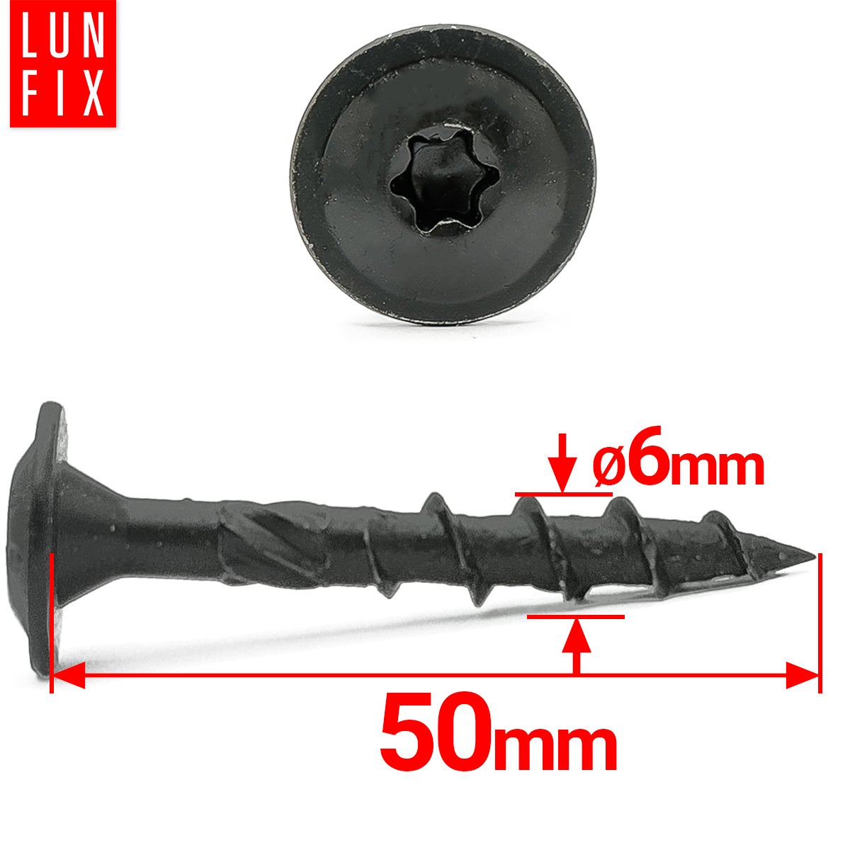 Wkręty do podstaw słupa 6x50mm czarne 100szt. - 2