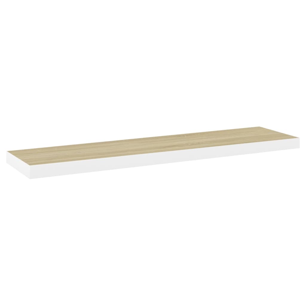 Półka ścienna wisząca MDF dąb i biały 120x23,5x3,8 cm