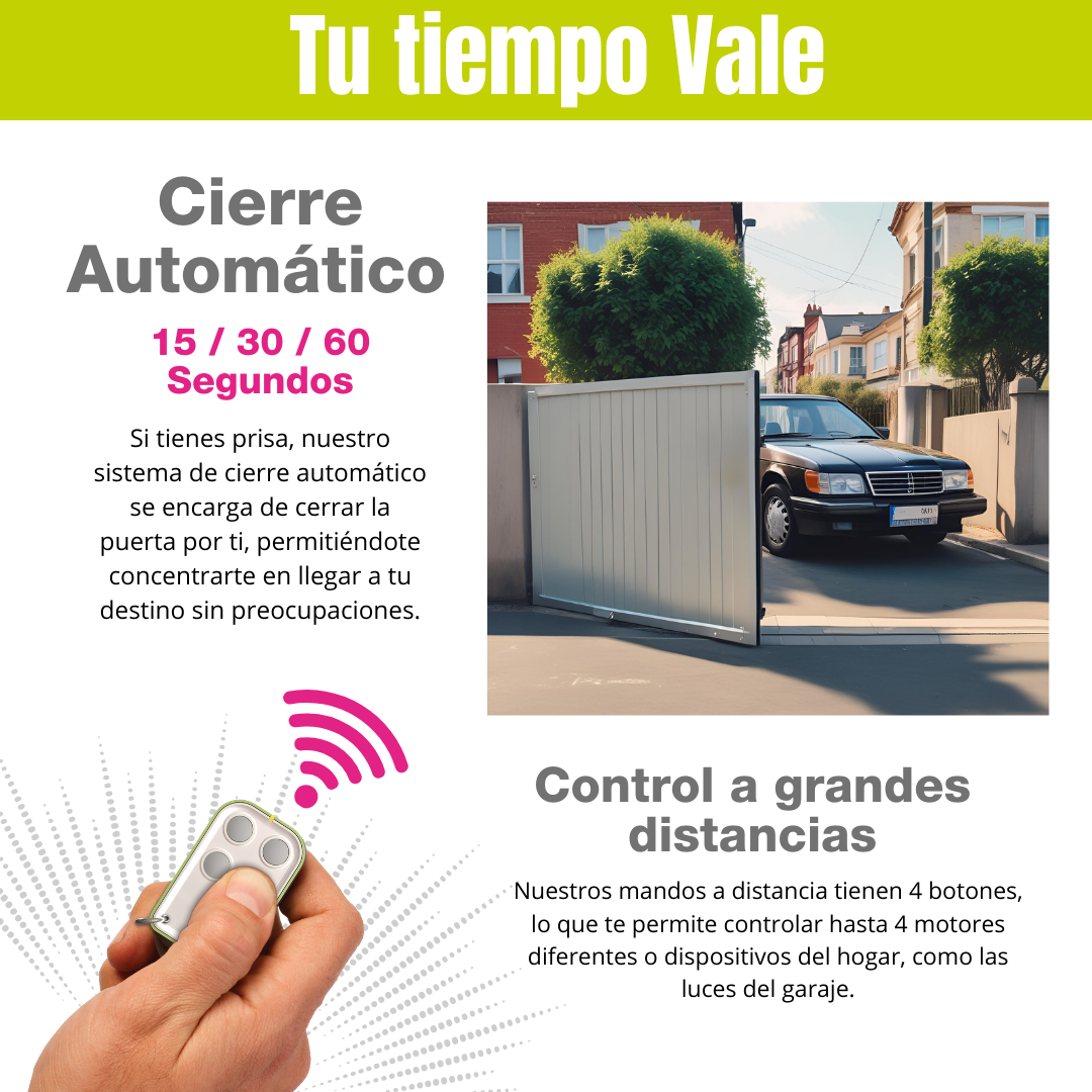 Motor para puerta corredera de garaje - Hasta 800kg incluye 2 mandos y central electronica. Cierre Automatico, Paro Suave. - 3