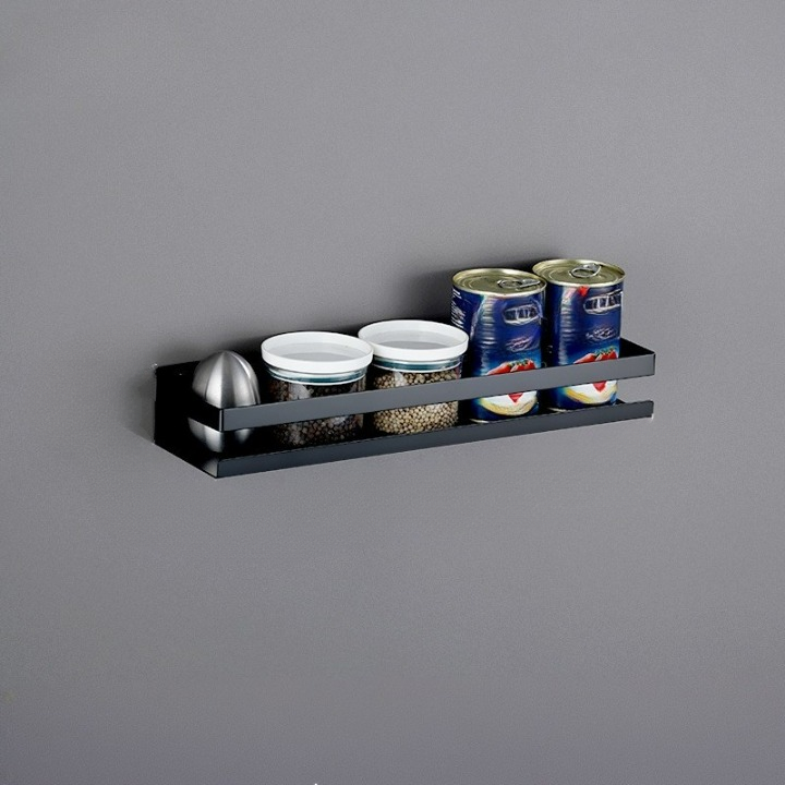 Półka kuchenna ze stali nierdzewnej 304 do łazienki, montowana na ścianie, czarna, 40*10*5,8 cm