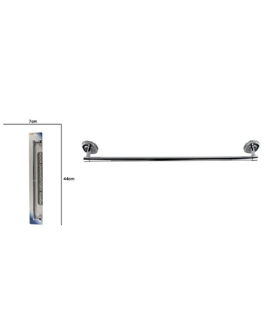 Trade Shop - Porta Asciugamani In Acciaio A Parete Bagno Fissaggio Con Viti Colla 40cm 69195 - - 2