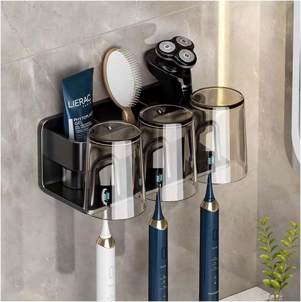 Organizer Bagno Spazzolino Portaspazzolino Elettrico - 2 Supporti Per Testine Di Ricambio, Organizer Da Bagno Nero/Bianco Portaspazzolini Elettrici