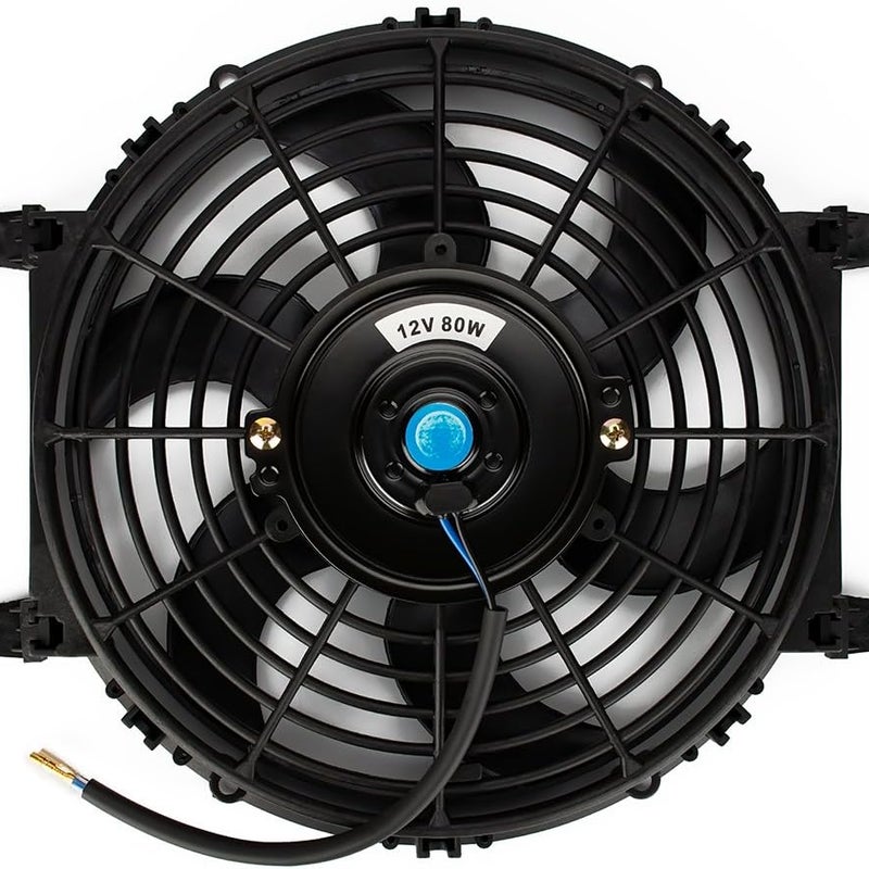 Uniwersalny elektryczny wentylator chłodzący - wentylator chłodnicy 12 V - łopatki wentylatora silnika - 80 W - zestaw montażowy (23 cm)