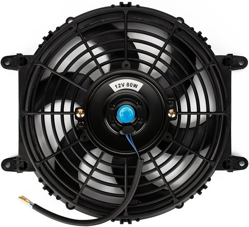 Uniwersalny elektryczny wentylator chłodzący - wentylator chłodnicy 12 V - łopatki wentylatora silnika - 80 W - zestaw montażowy (23 cm)