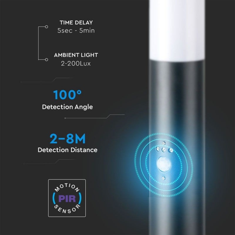 Piantana LED da Giardino 80cm con Portalampada E27 e Sensore di movimento (max 60W) in Acciaio Inossidabile IP44 Colore Grigio - 3