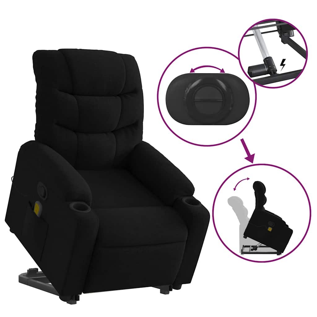 Fauteuil de massage inclinable en tissu noir - 6