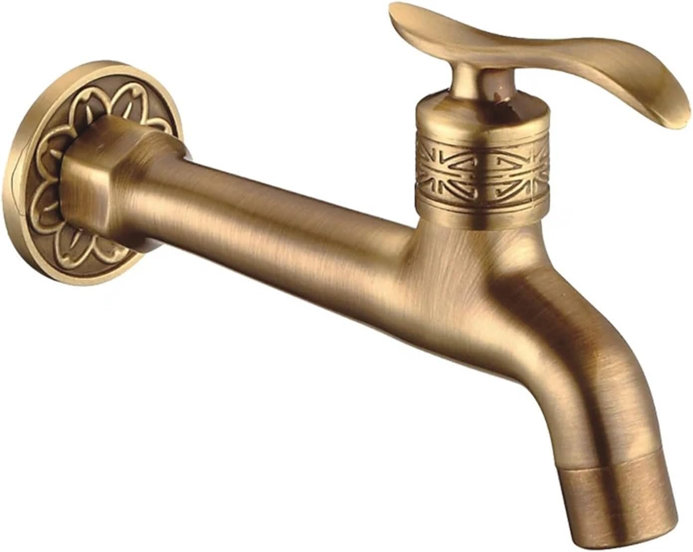 Kran mosiężny, kran do pralki jednouchwytowy, prosty kran do zimnej wody do węża ogrodowego, antyczny