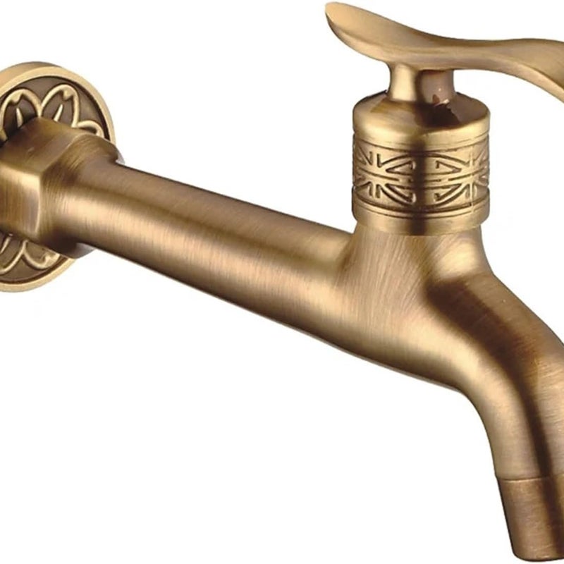 Kran mosiężny, kran do pralki jednouchwytowy, prosty kran do zimnej wody do węża ogrodowego, antyczny