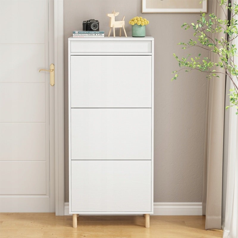 Szafka na buty biała z lustrem loft stojący regał przedpokój 55cm - 3