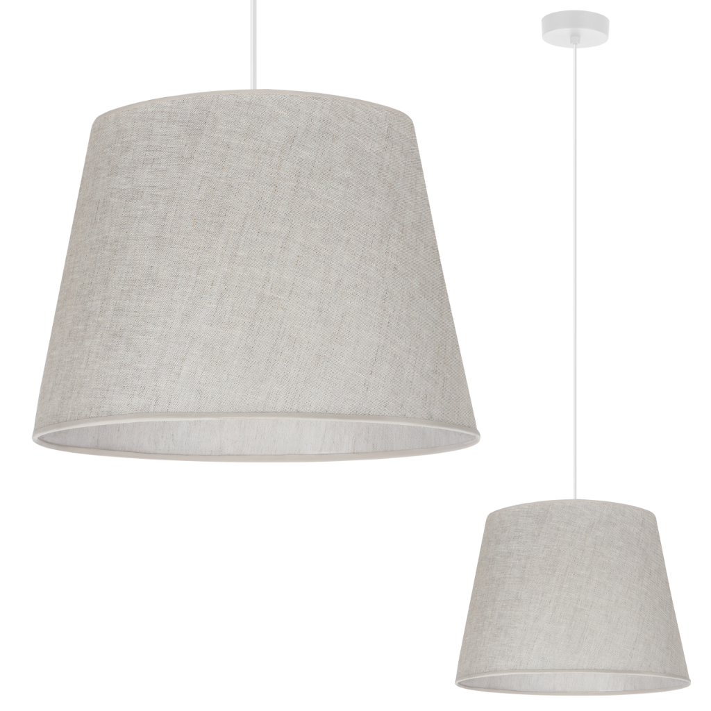 Lampa sufitowa wisząca Len L01 biały boho 1xE27 abażur stożek 38cm jasny beż Light Home LH