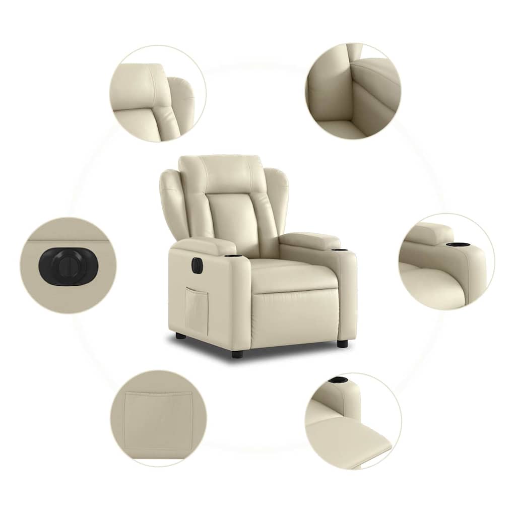 Fauteuil inclinable électrique Crème Similicuir - 8