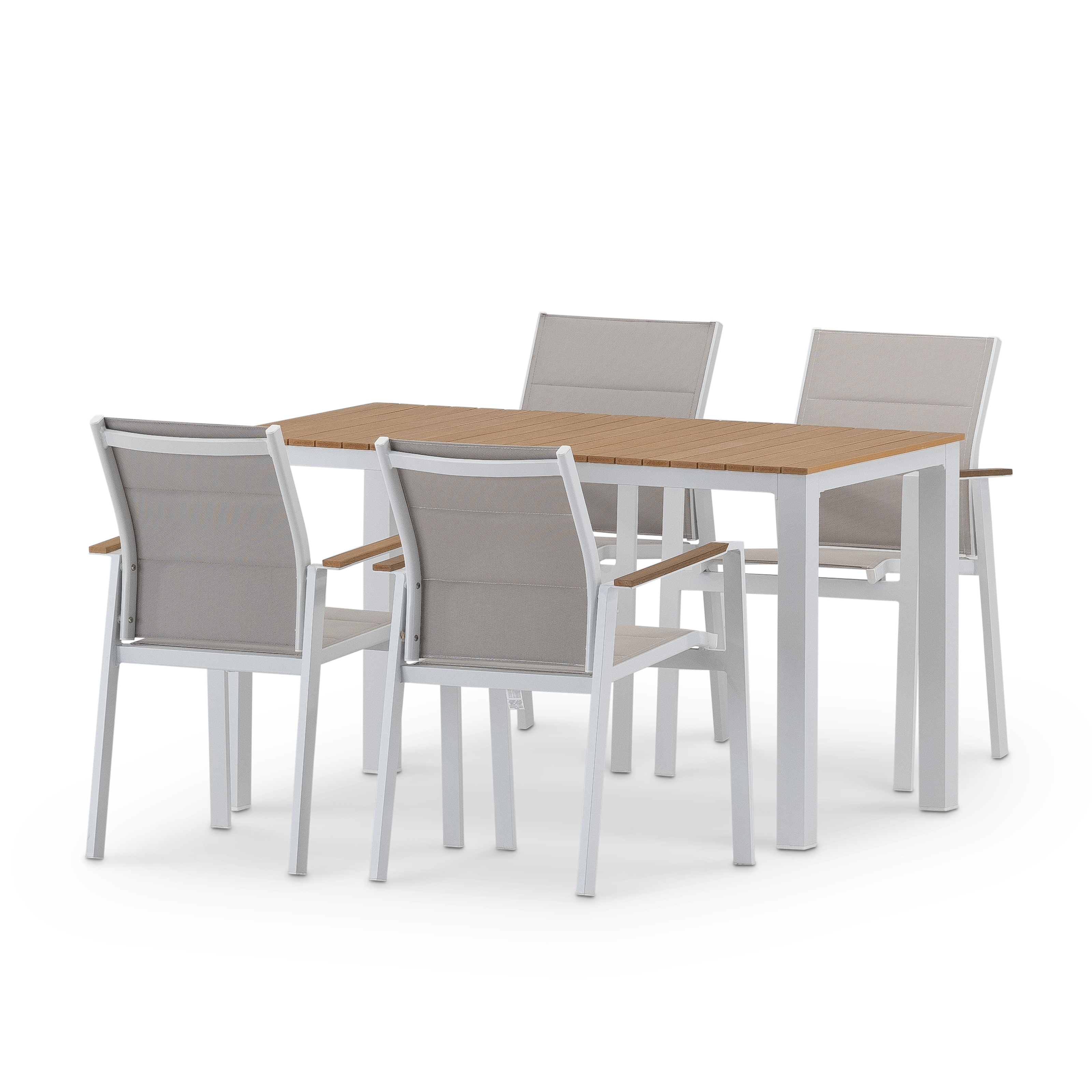 Table jardin imitacion en bois et alluminium blanc 130x70 - Osaka - 8