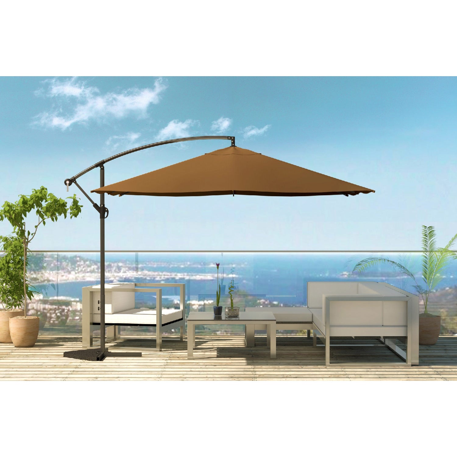 Parasol marron déporté carré 3 x 3 m SOLENZARA - 6