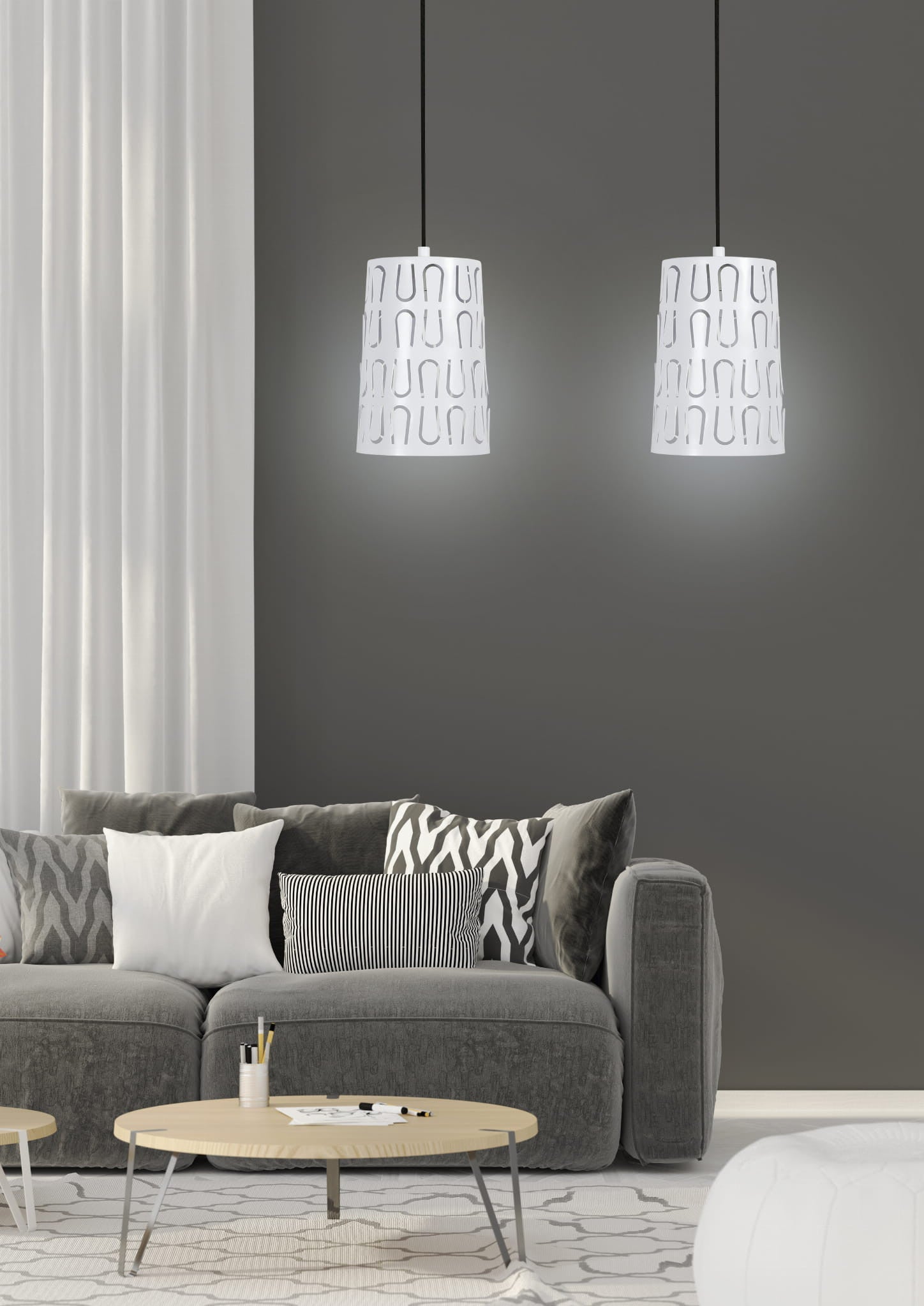 Lampa wisząca VISTA biała 2 x E27 x 60W wym:115x48x12cm Candellux