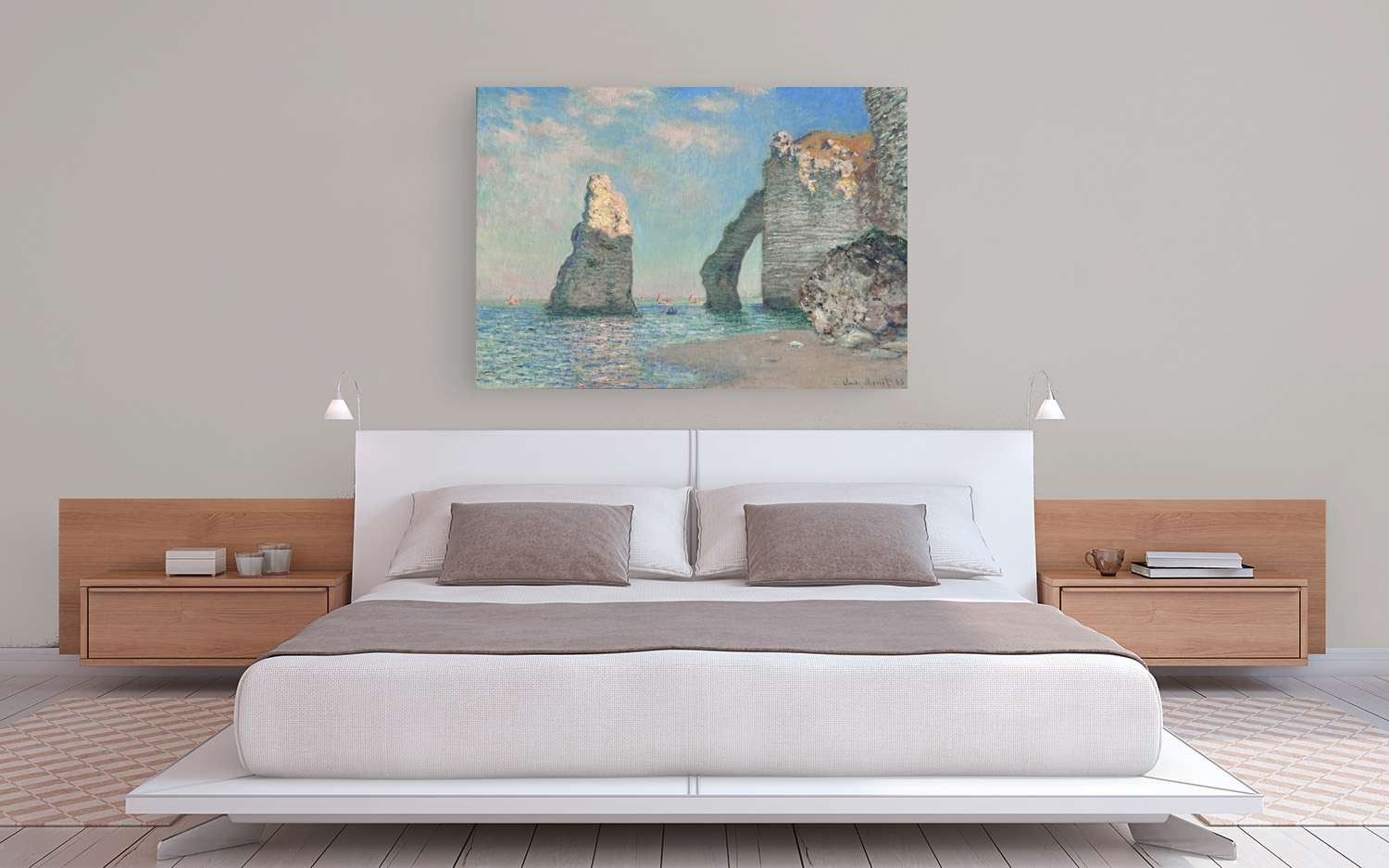 Peinture, impression sur toile - Claude Monet, La falaise d'Etretat - 70x50 cm - 3