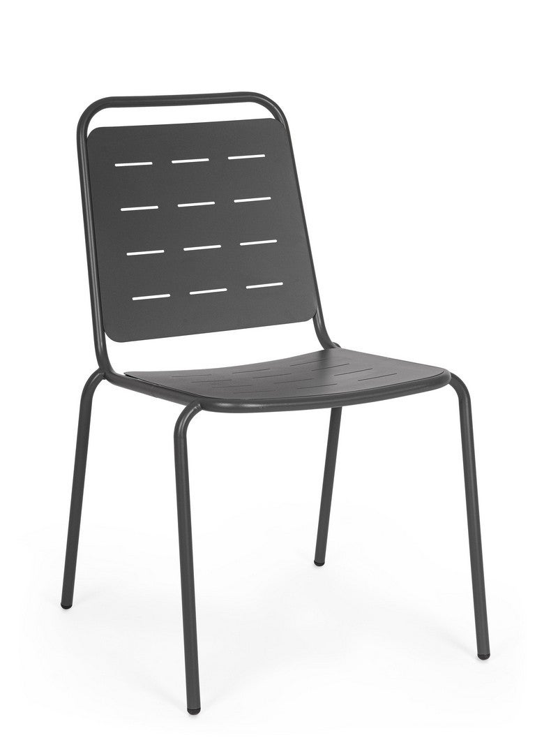 Krzesło z podłokietnikami ze stali lakierowanej elektroforetycznie z matowym wykończeniem, kolor czarny