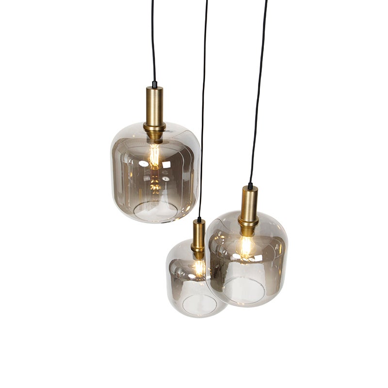 Suspension design noire avec verre doré et fumé 3 lumières - Zuzanna - 7