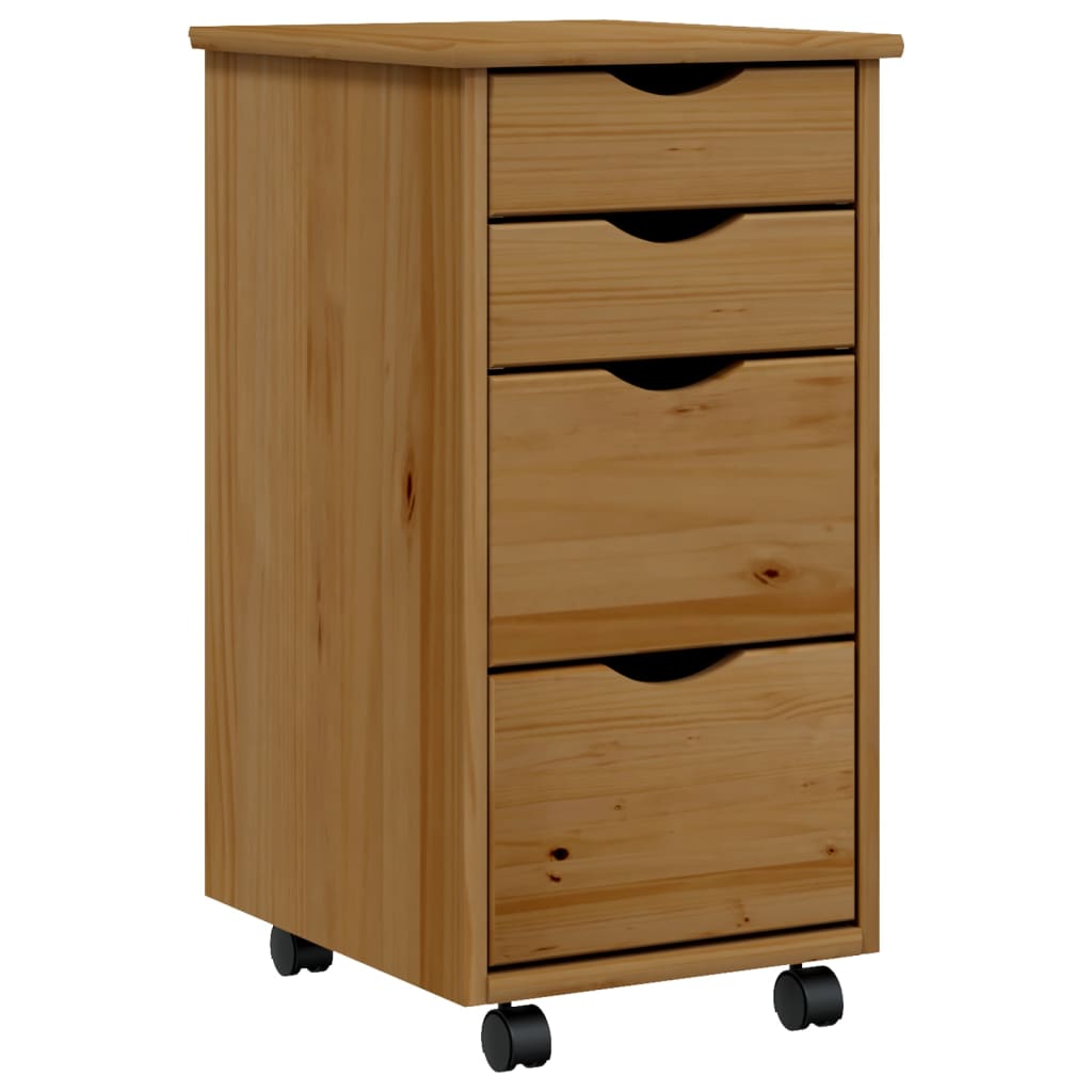 Armoire Roulante Avec Bureau En Bois De Pin Massif VidaXL - Meuble De Rangement Mobile Pour Bureau Ou Maison