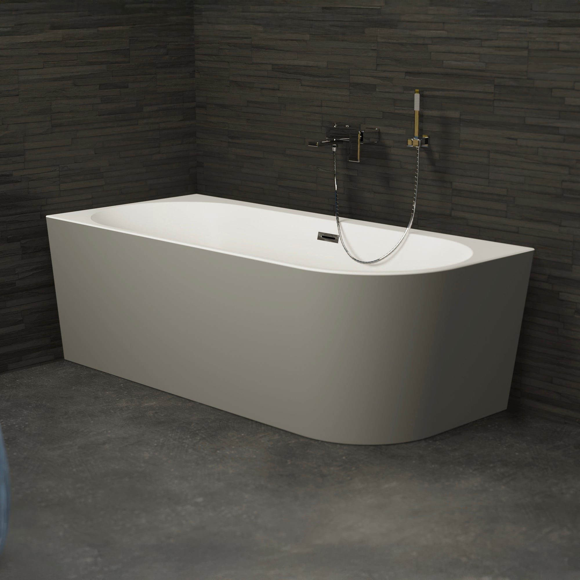Baignoire Ilot Capri 160 gauche grise 160 x76 x58 cm, by SPALINA - 4