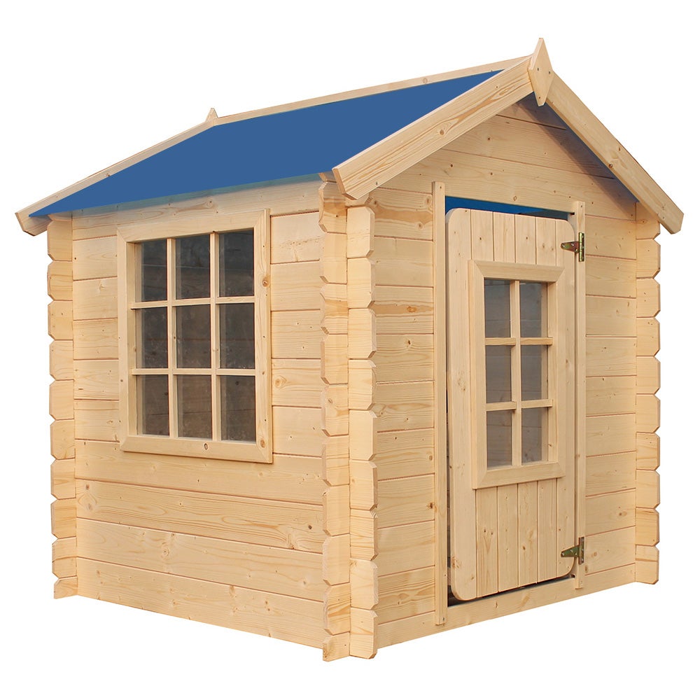 Maison en bois pour enfants -Toit bleu- Maison de jeux pour l'extérieur 111x113xH121cm/0.9 m2 - Timbela M570M-1 - 3