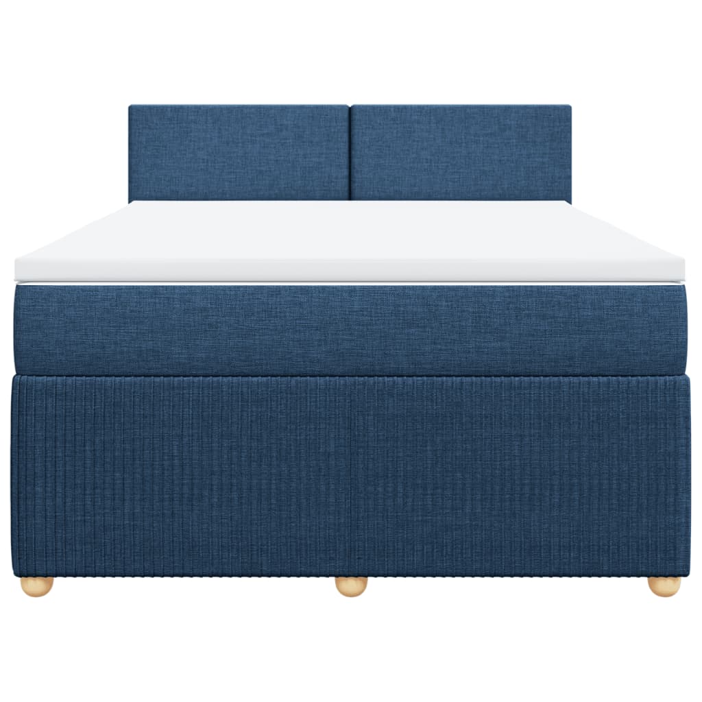 Sommier à lattes de lit avec matelas Bleu 160x200 cm Tissu — COMFORTXL - 4